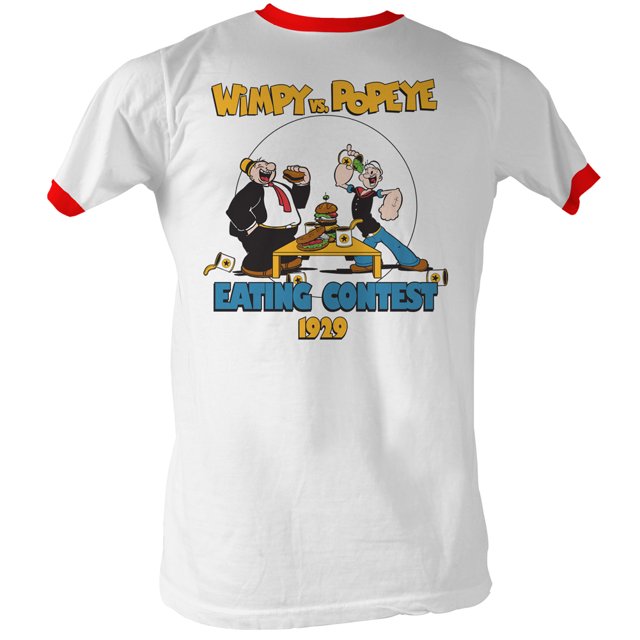 Popeye T-Shirt pour Adulte Blanc/rouge du Concours de Repas
