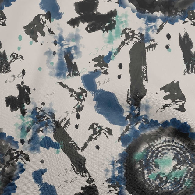 oneOone Cotton Silk Royal Blue Fabric Abstract Texture Craft Projects Decor Fabric Printed By The Yard 42 Inch Wide