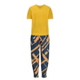 thumbnail image 4 of Ensemble 2 Pcs pour Femmes Été Col Uni Manches Courtes Blouse Haut + Pantalon Ample avec Poches, 4 of 6