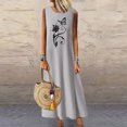 thumbnail image 2 of RKSTN Robes d'Été pour Femmes 2023 Mode Décontractée Col Rond Sans Manches Jupes Maxi Poches Vacances Couleur Unie Plage Longue Robe avec Imprimé Graphique, 2 of 4