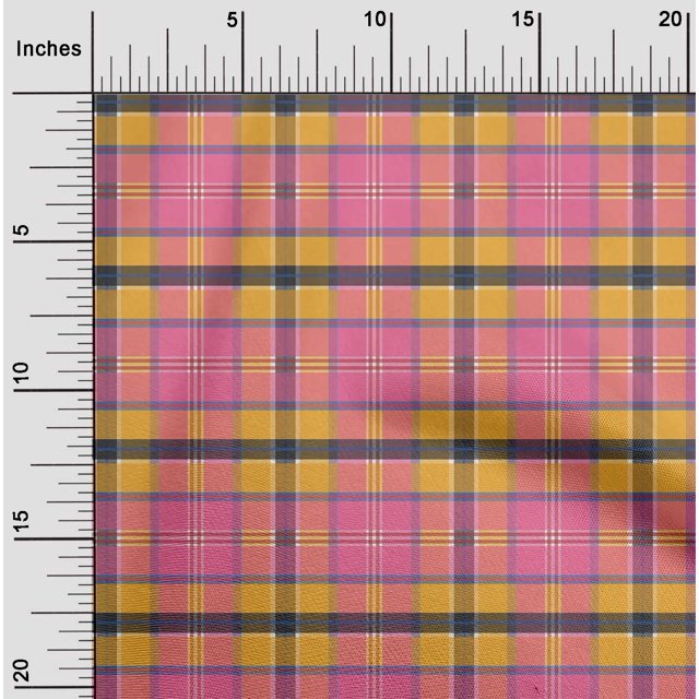 oneOone Cotton Poplin Fabric Madras Check Print Fabric By Yard 56 Inch Wide