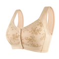 thumbnail image 1 of Comfortable Bras Women New Front Closure Printed Wireless Bra With Wide Strap Middle Age Plus Size Plus Size Bra Khaki 44, 1 of 6