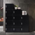 thumbnail image 5 of Hodedah 3 Shelf 3 Door Multi-Purpose Wooden Bookcase in Black Finish, 5 of 5