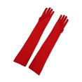 thumbnail image 1 of Unique Bargains Gants pour Femmes Fête Mariage en Polyester Extensible Longueur Coude Doigts Complets Rouges Paire, 1 of 4