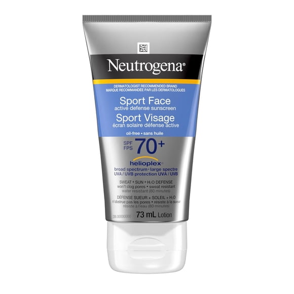 Neutrogena Sport Face Active Defense SPF 70, Oil-Free Facial Sunscreen Lotion with Broad Spectrum UVA/UVB Sun Protection, Sweat-Resistant & Water-Resistant (80 minutes)