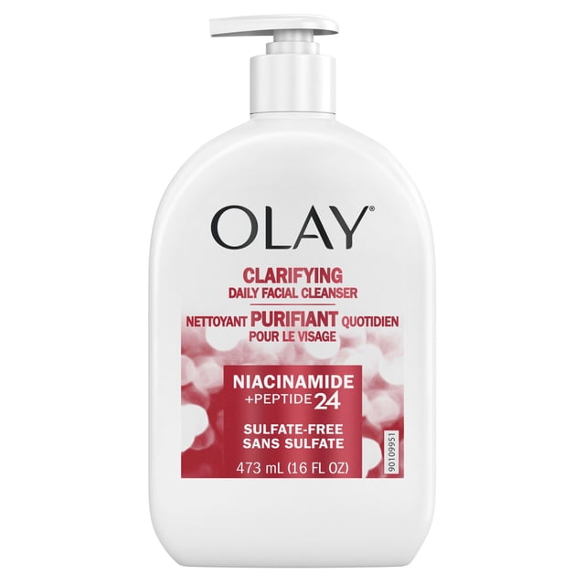 Olay Niacinamide + Peptide 24 Face Wash, Clarifying, Sulfate-Free, 473 mL