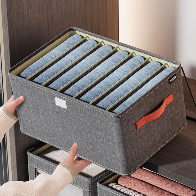 Closet Organizers and Storage On Clearance Wardrobe Clothes Organizer, 6/7 Compartment Clothes Organizer With Support Plate, Foldable Washable Laundry Drawer Organizer With Handle Cloth Storage Bins