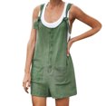 thumbnail image 1 of TopLLC Women's Summer Casual Rompers Sleeveless Loose Spaghetti Strap Short Jumpsuits Overalls Solid Button Bodysuit Playsuit With Pockets, 1 of 6