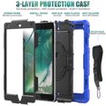 thumbnail image 4 of Case for iPad 6th / 5th Gen (2018 2017) / iPad Air 2 / iPad Pro 9.7 inch with Screen Protector, 360 Degree Rotating Kickstand Hand Strap Shockproof Cover with Shoulder Strap, Blue, 4 of 7