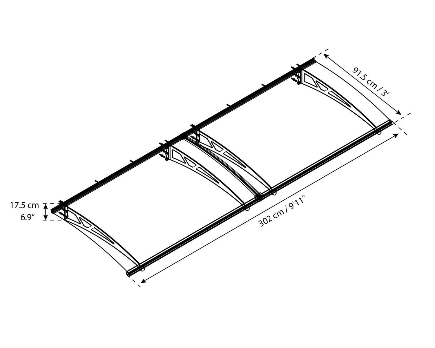 CANOPIA by PALRAM Altair 3 ft. x 9 ft. Door Awning Kit - Grey