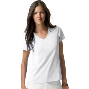 Hanes Womens Nano-T V-Neck T-Shirt, 2XL, White