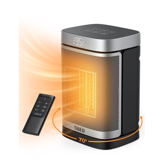 DREO Chauffages d'Appoint pour la Maison, Chauffage Portatif avec Télécommande, Oscillation à 70°, Minuterie 1-12 H, Chauffage Électrique PTC 1500 W avec Thermostat pour l'Intérieur, Bureau