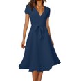 thumbnail image 1 of Innerwin Robe Midi Longue à Imprimé Floral Femme Été Plage Robe d'Été Vacances Col en V Caftan Robes de Fête Bleu G, 1 of 2