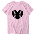 thumbnail image 2 of Meichang T-Shirts Cœur d'Amour Baseball Femmes T-Shirts Graphiques Cœur Baseball Manches Courtes Col Rond Hauts Décontractés Coupe Ample Été Jour de Match Blouses Rose P, 2 of 3