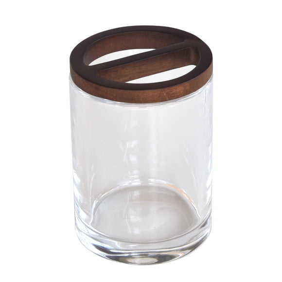 BHG Acacia Wood Glass Toothbrush Holder