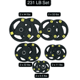 thumbnail image 2 of HAJEX Olympic Rubber Tri-Grip Plates Set 2 inch - 231LB Set - ( 5.5LB, 11LB, 22LB, 33LB, & 44LB), 2 of 6
