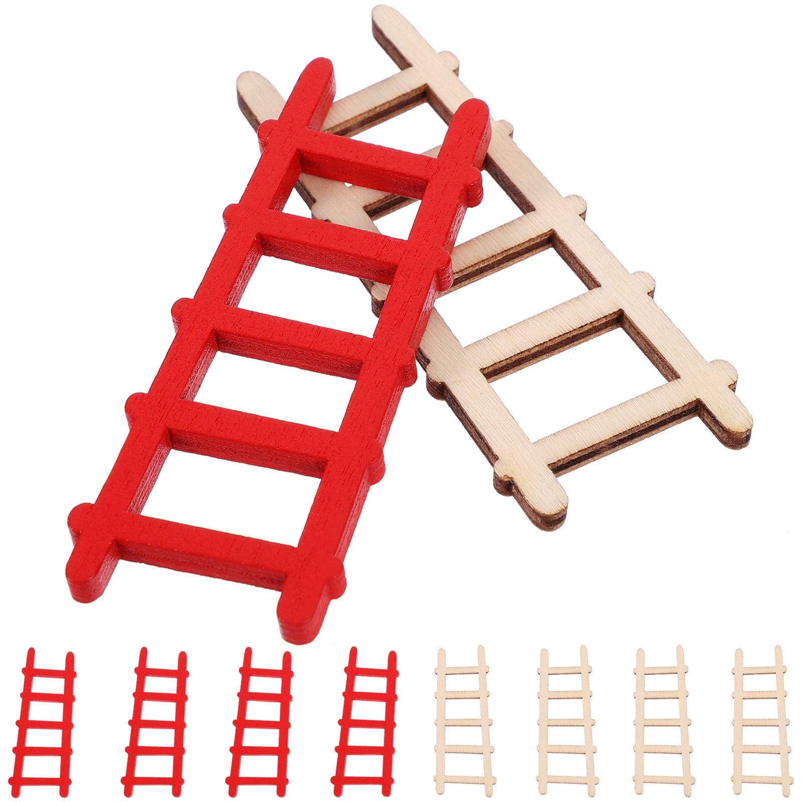 IFANLANDOR 10Pcs Tiny Ladder Model Natural Wood for Mini Garden Landscape Ornament Hobbyists