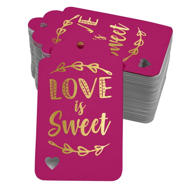 Inkdotpot 100 Pack Real Gold Foil Paper Tags Love Is Sweet Wedding Favor Hang Tag