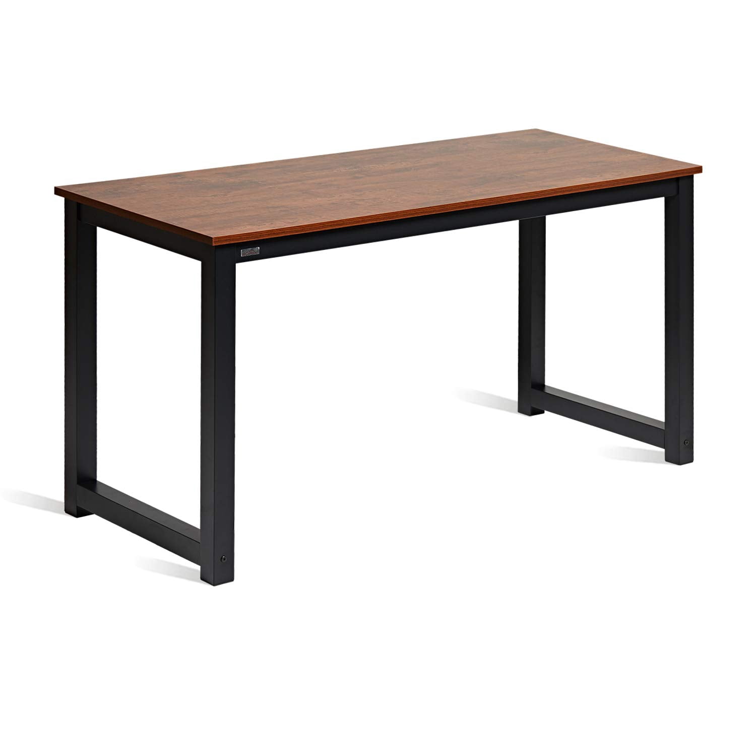 Decoholic Computer Desk 55 ” Modern Simple Large Study Writing Desk Industrial Style Laptop PC Table for Home Office, with Leg Bars, Sandalwood Board Black Leg