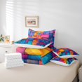 thumbnail image 5 of YST Cartoon Geometry Bedding Sets Colorful Irregular Pattern Quilt with Flat Fitted Sheet 7 Piece Twin Rainbow Geometric Stripes Bed In A Bag Modern Esthetics Art Comforter Set for Women Men, 5 of 5