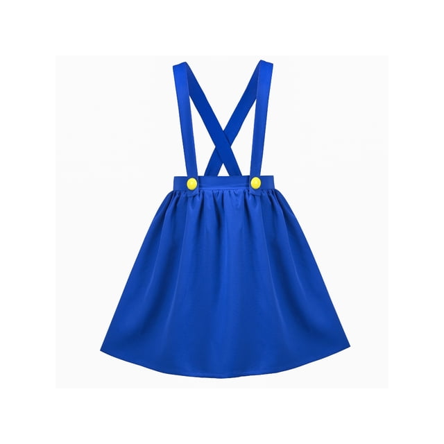 Robe Fille Bleue à Bretelles Plissée Mini Taille Haute Fête d'Halloween 7-8 Ans