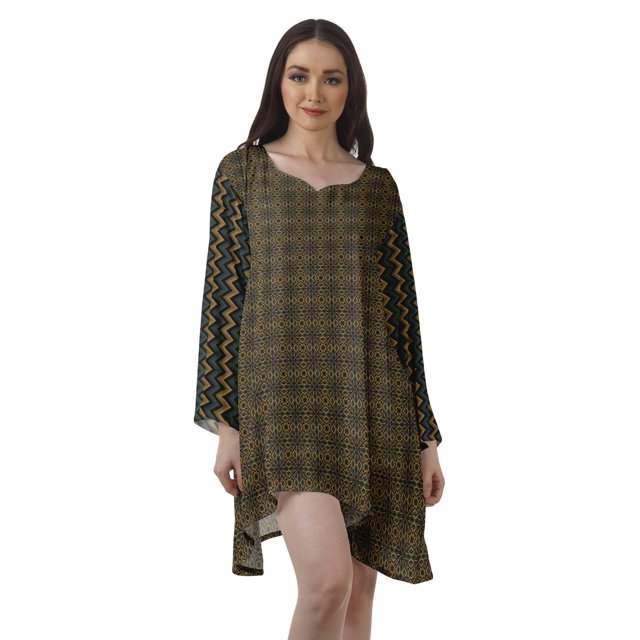 Moomaya Robe de Cocktail Imprimée à Manches Longues Tenues de Noël Robe Courte pour les Fêtes