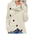 thumbnail image 2 of EGNMCR Chandail à Col Roulé pour Femmes, Chandails pour Femmes Femmes Bouton Chandail à Manches Longues Chandail Molletonné Chandail Hauts Blouse Chemise Unie Femmes Chandail, 2 of 5