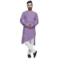 thumbnail image 1 of Atasi Asymmetric Indian Mens Long Kurta Solid Round Neck Kurtas Party Wear, 1 of 5