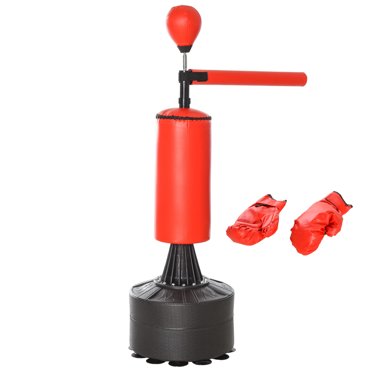 Soozier Freestanding Boxing Punch Bag Stand with Speed Ball, Red