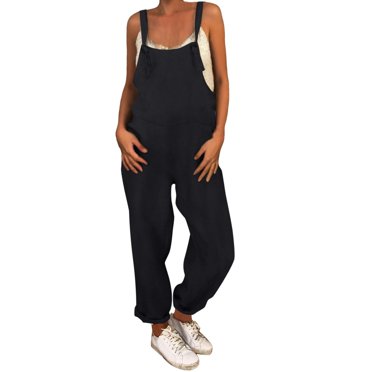 Womens Loose Overalls Dungarees Plus Size Romper Casual Playsuit Baggy Jumpsuit with Natural Waist, S-XXXXXL