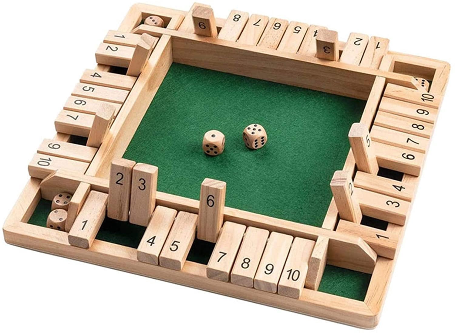 Wooden Board Game, 4 Players Shut The Box Dice Game Mathematics Traditional Pub Board Dice Game Travel 4 Players Great Family Board Games Vacation fun game