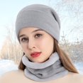 thumbnail image 4 of Neckerchief Set Solid Color Warm Unisex Hat Supplies Plush Knit Hat For Winter, 4 of 10