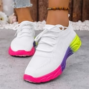 Commforr Women's Athletic Shoes Womens Walking Shoes Womens Slip On Sneakers Stylish Knitted Sneakers for Women Running and Casual Wear Breathable Comfortable Workout Leisure Activities White 8