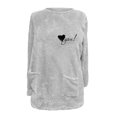 thumbnail image 4 of T-shirts pour Femmes Col Rond et Hiver Ample Imprimé Poche Chaud Manches Longues Blouse Hauts Chandail en Molleton Col Rond Femmes en Solde, 4 of 4