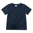 thumbnail image 1 of B91xZ T-Shirt Fille 2024 Mode Tee Teinture sur Nœuds Col Rond Manches Roulées Crop Top, Marine 6-7 Ans, 1 of 4
