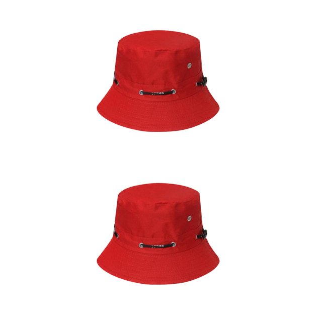 Thinsony Polyester Breathable Fisherman Cap For Sun Protection And Comfort Sunscreen Fisherman Cap Hat Summer red 58cm 2Set
