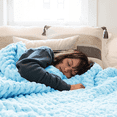 thumbnail image 1 of Comtest Chunky Knit Throw Blanket Chenille, Light Blue, 80"x80"(King Size), 1 of 6
