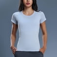 thumbnail image 4 of Hauts à Col Rond pour Femmes T-Shirt de Sport à Manches Courtes Haut de Course et de Mise en Forme Ajusté Respirant Tenue de Yoga, 4 of 9