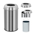 thumbnail image 1 of 13 Gallon Open Top Trash Can, 50 Liter Stainless Steel Rubbish Bin with Removable Inner Bucket, Commercial Round Waste Container for Home, Office, Kitchen, 1 of 8