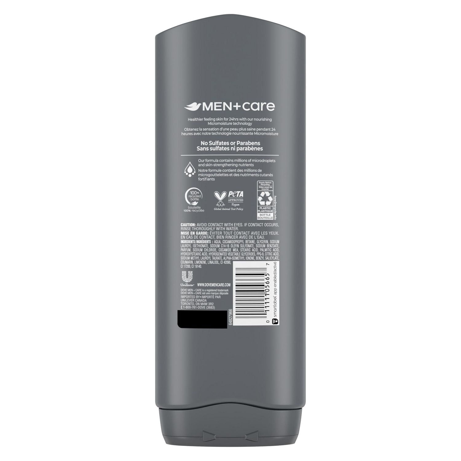 Dove Men+Care Nettoyant Corps et Visage Confort Propre Nourrissant 24 H, 532 ml