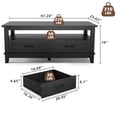 thumbnail image 3 of BeesClover Farmhouse Coffee Table with Drawers, 47.2 in Center Table Rustic Coffee Tables Black Living Room Table, with Open Shelf and 6 Support Legs, 3 of 7