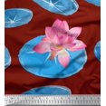thumbnail image 1 of Soimoi Velvet Fabric Leaves & Lotus Flower Printed Craft Fabric by the Yard 58 Inch Wide, 1 of 1