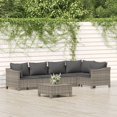 thumbnail image 1 of vidaXL 6 Piece Garden Lounge Set with Cushions Grey Poly Rattan, 1 of 5