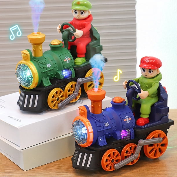 Ensemble de Train Électrique avec Lumières et Son, Train Jouet Locomotive à Vapeur avec Wagons de Chargement et Pistes, Ensemble de Train pour