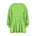 thumbnail image 4 of Womens Oversized Sweatshirt Dress Long Flowy Patchwork Pullover Tops Cute Drop Shoulder Sweatshirts Fall Long Sleeve Mini Dress Teen Girls Crewneck Solid Tunic Pleated Loose Clothing Beig, 4 of 5