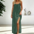 thumbnail image 3 of Daiosportswear Robe Longue de Détente pour Femmes à Bretelles Spaghetti, Dos Nu, Coupe Ample, Robe-Robe à Manches Courtes pour Femmes Vert Armée P(S), 3 of 7