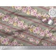 thumbnail image 3 of Soimoi Green Viscose Chiffon Fabric Leaves & Pink Floral Fabric Prints by Yard 42 Inch Wide, 3 of 3