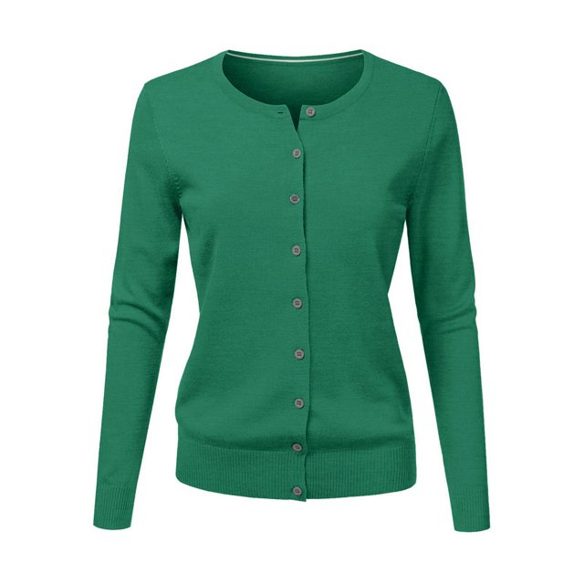 Cardigan à Col Rond pour Femmes, Mode Durable, Tricoté, Manches Longues, Grandes Tailles, Coupe Ample, Couleur Unie, Veste Chandail Courte, Cardigan - Hontri