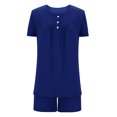 thumbnail image 4 of AherBiu Ensembles de Pyjama pour Femmes 2 Pcs Boutons Col Rond Hauts Ensemble de Pjs Shorts Confortables Vêtements de Nuit Vêtements de Nuit, 4 of 7