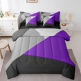 thumbnail image 1 of YST Women Patchwork Geometric Bed In A Bag Purple Black Gray Grey 7 Piece Comforter Set With Sheets Full,Geometry Triangle Bedding Set Modern Simple Abstract Bed Set, 1 of 5